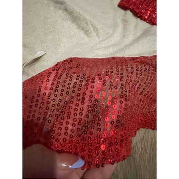 Grace + Emma Boutique Tan and Red Sequin Top 2XL New - Picture 4 of 7